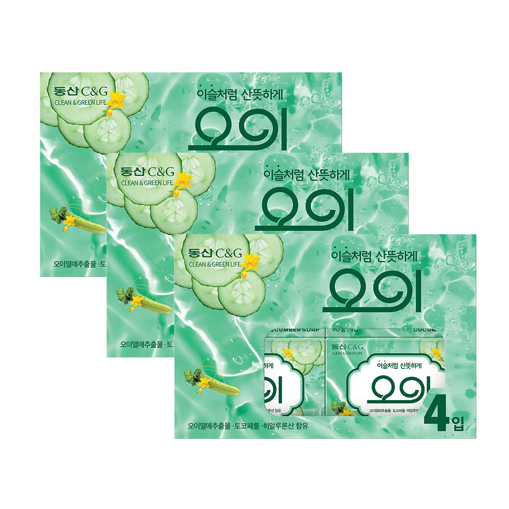 Clio Dongsan C&G Cucumber Soap 90g - 4 bars x 3 packs