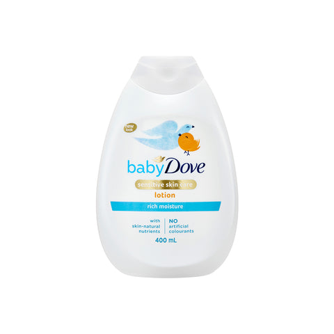 Baby Dove Rich Moisture Body Lotion 400ml (2 Pack) + Optional Dove Hand Towel