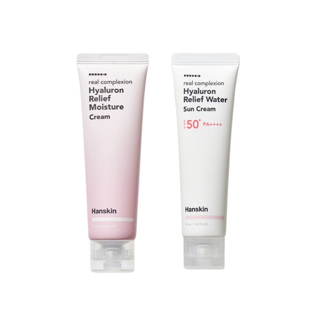 Hanskin Hyaluron Relief Moisture Cream 50ml + Water Moist Sun Cream 50ml