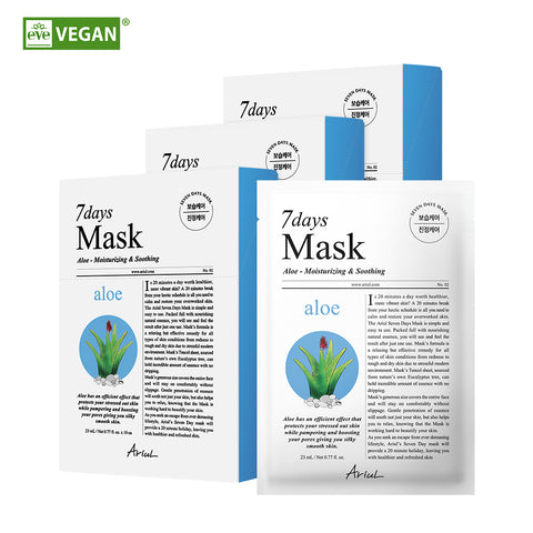 Ariul Seven Days Mask Pack Aloe, 23ml per sheet, 10 sheets x 3