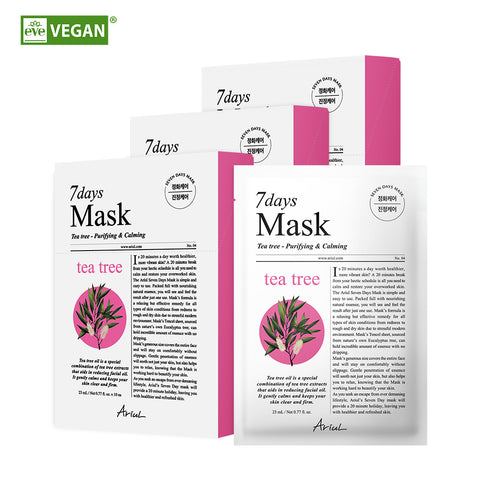 Ariul Seven Days Mask Pack Tea Tree M, 10 Sheets x 3 Pack