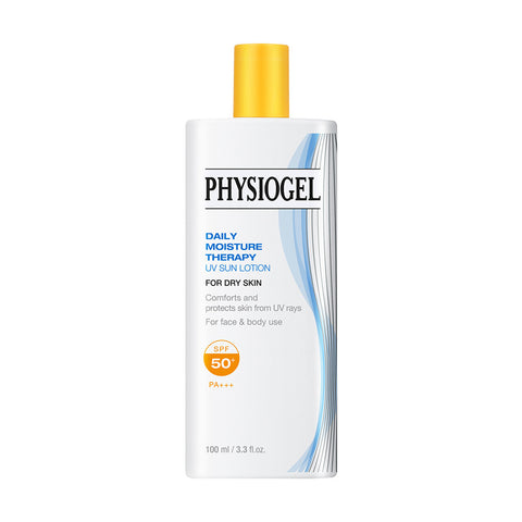 Physiogel DMT Daily Moisture Therapy UV Sun Lotion 100ml x2 + Free Cleansing Gel 30ml DailyMune Ampoule 7-Pack & Pouch