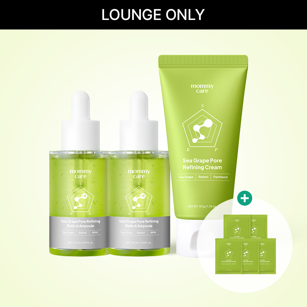 MommyCare Sea Grape Pore Refining Ampoule Duo 50ml x2 + Cream 50g (Includes 5 Sea Grape Pore Mask Sheets)