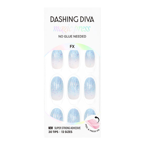 Dashing Diva Magic Press Glory Blue (Long Oval) Nail Tips