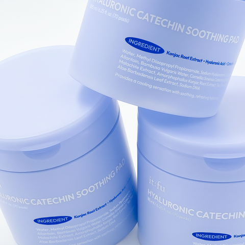 Itfu Hyaluronic Acid & Green Tea Catechin Soothing Pads (Cooling De-puff) 70 sheets x 3