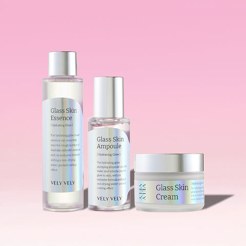 VELY VELY Glass Skin 3-Piece Set (Essence + Ampoule + Cream)