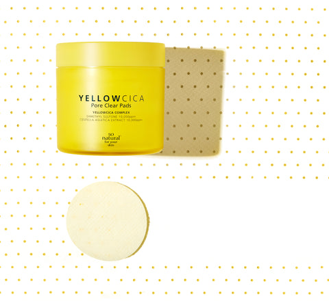 So Natural Pore Tightening Mild-Acid Yellow Cica Sulfur Peeling Pads, 70 Pads (140 ml)