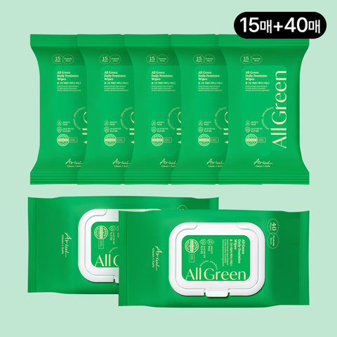 Ariul All Green Daily Feminine Wipes (15 sheets x 5 + 40 sheets x 2)