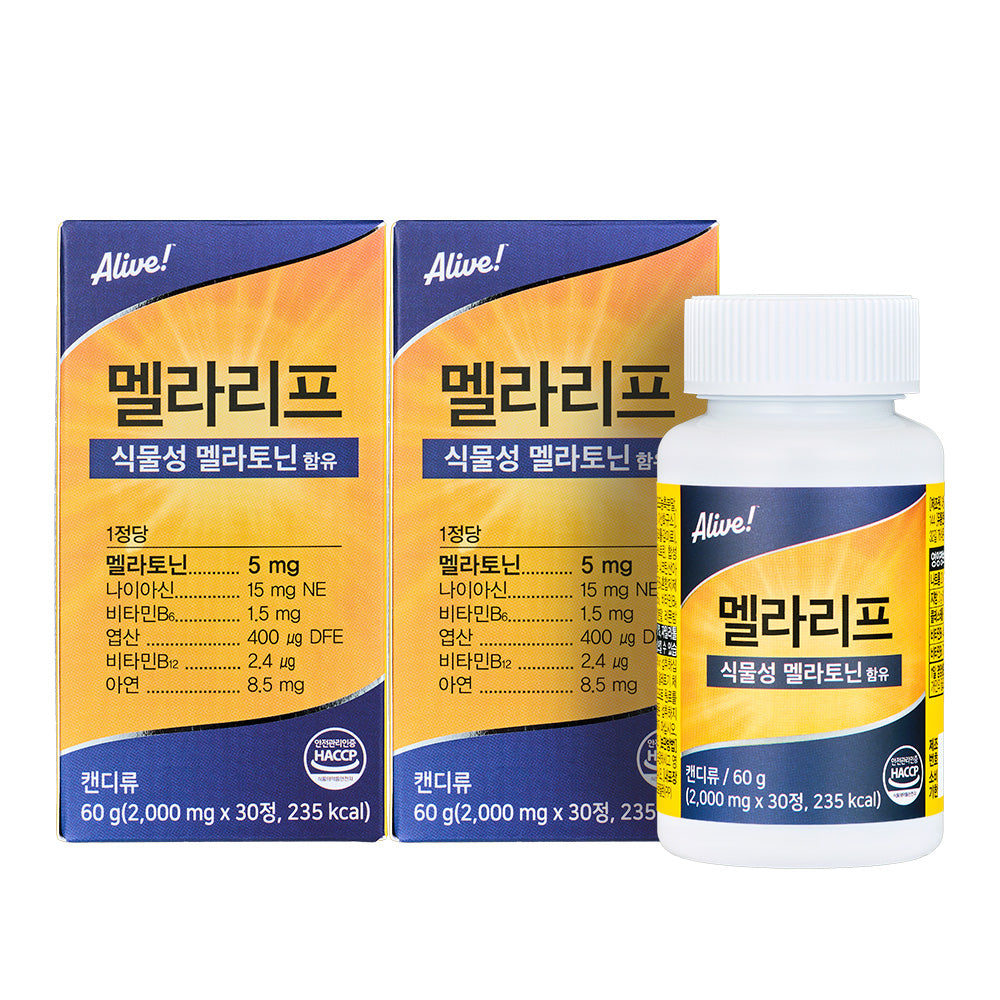 Alive Natural Life Alive Melarif Plant-Based Melatonin Chewable Tablets 500 mg x 30 (2 Pack)
