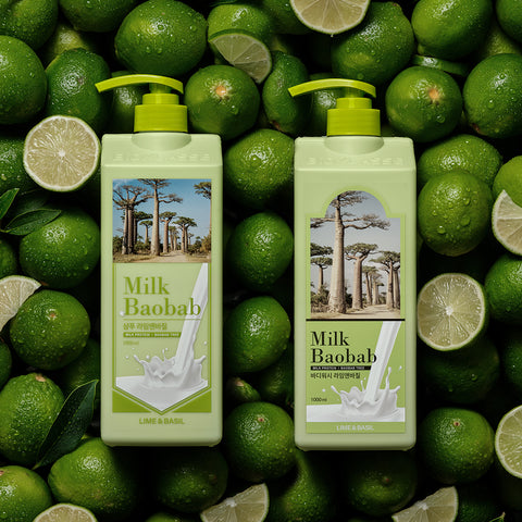 Milk Baobab Original Shampoo + Treatment + Body Wash - Lime & Basil, 1L x 3