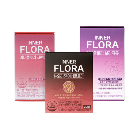 New Origin Innerflora Set Vaginal Probiotics 30-Day + Cranberry (Urinary Health) 30-Day + Borage Oil (GLA) 30-Day