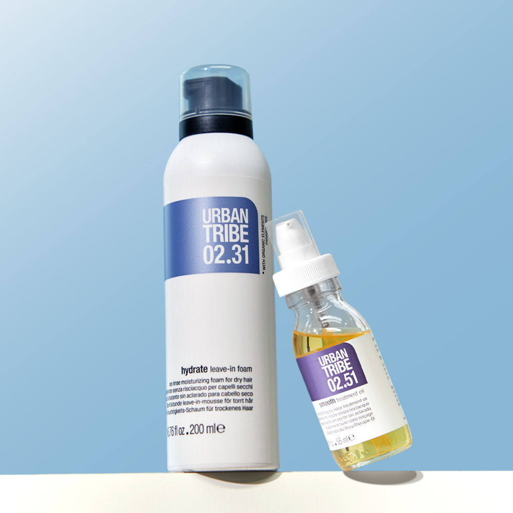 Urban Tribe Foam + Oil Set A (Haircare Duo for Damaged Hair 200ml + 55ml)
