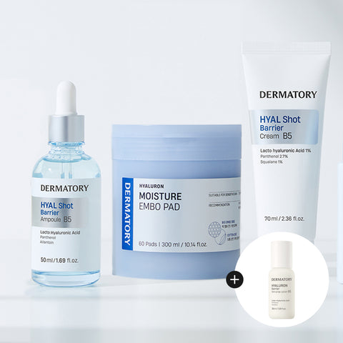 Dermatory Hyaluron Hydration Pad + Hyal?Shot Barrier Ampoule + Hyal?Shot Cream Set (Free Radiance Lotion Mini 30ml)