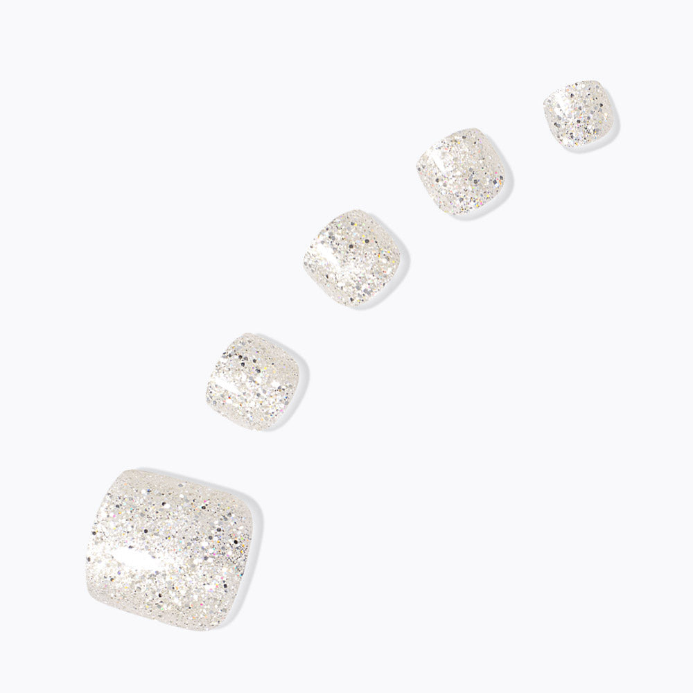Dashing Diva Magic Press Pedicure Silver Sparkle
