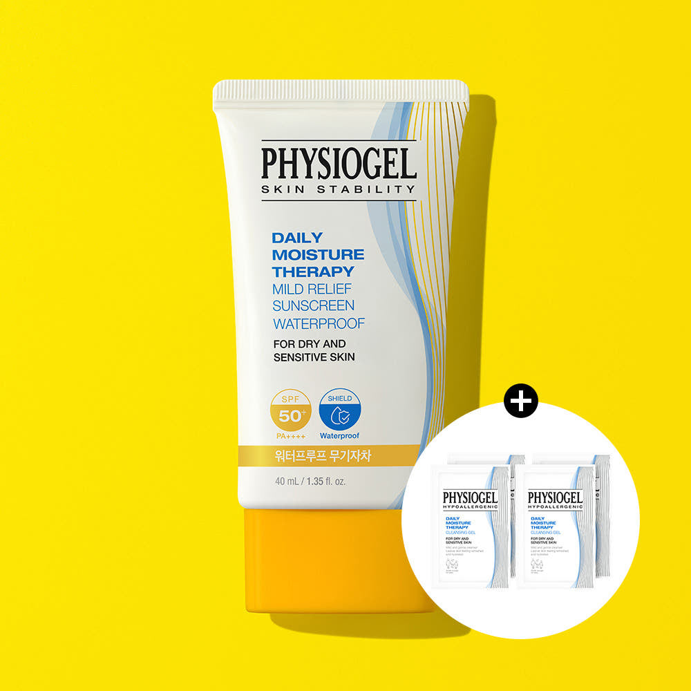 Physiogel DMT Mild Relief Physical Sunscreen 40ml + Free DMT Cleansing Gel 5ml x4 (Waterproof)