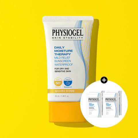 Physiogel DMT Mild Relief Physical Sunscreen 40ml + Free DMT Cleansing Gel 5ml x4 (Waterproof)