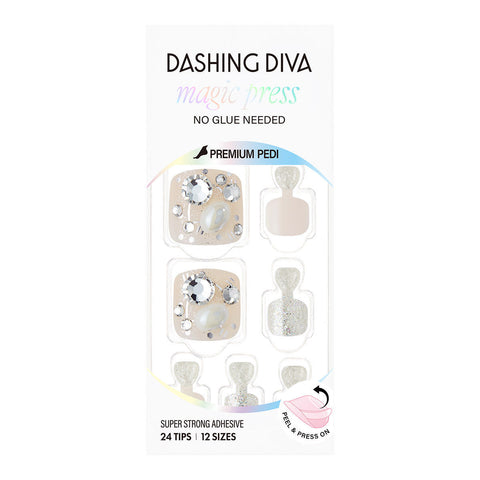 Dashing Diva Magic Press Pedicure White Pearl