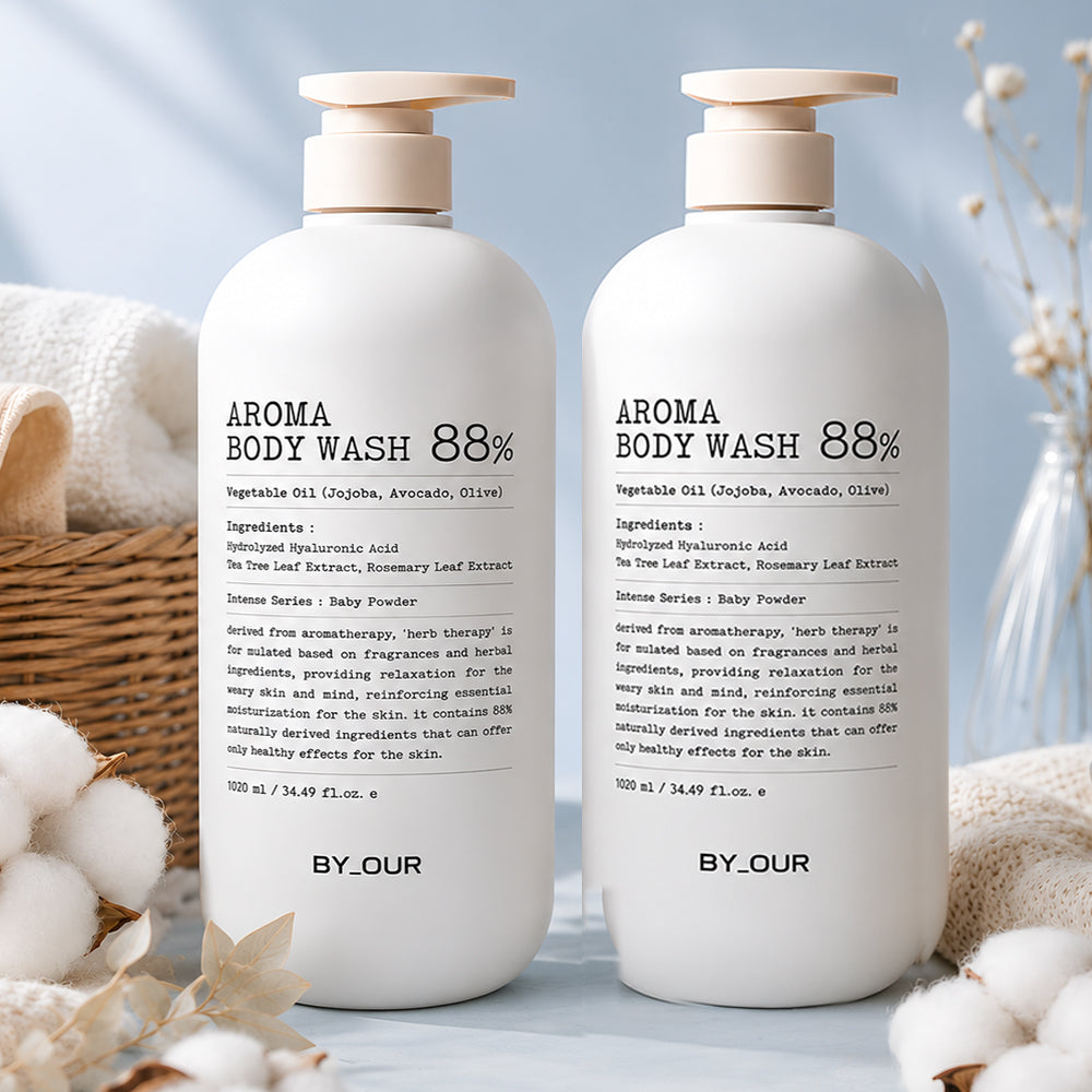Byour Mildly Acidic Perfumed Aroma Body Wash Baby Powder Scent 1.02L x 2