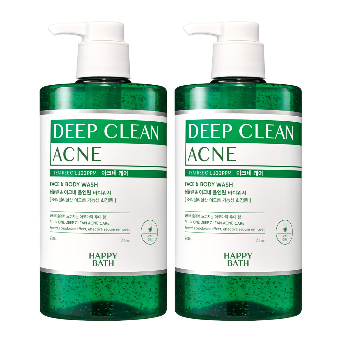 Happy Bath Deep Clean All-in-One Back Acne Body Wash 900g (2 pack)