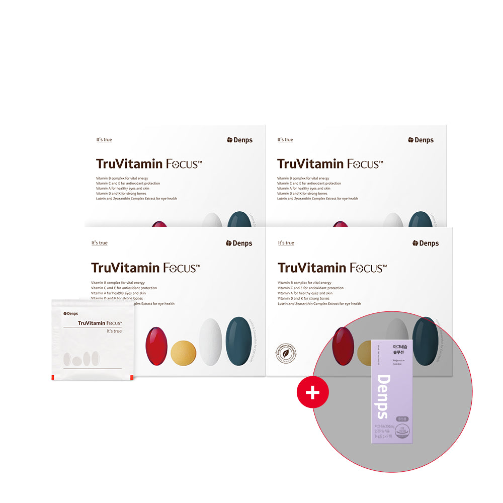 Denps TrueVitamin Focus Multivitamin Lutein & Zeaxanthin Eye Health Supplement 30 sachets x 4