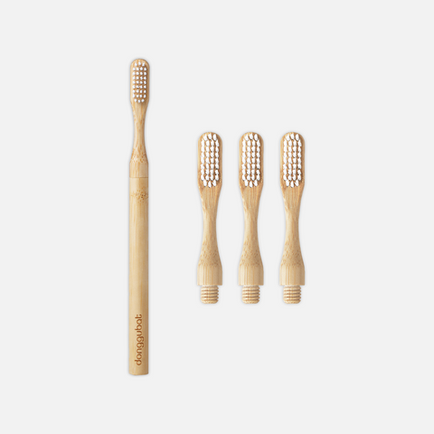 Donggubat Bamboo Toothbrush Set (1 Bamboo Toothbrush + 3 Replacement Heads)