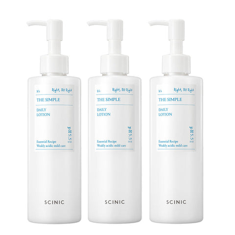 Scinic The Simple Daily Mildly Acidic Vegan Lotion 300ml (3 Pack)