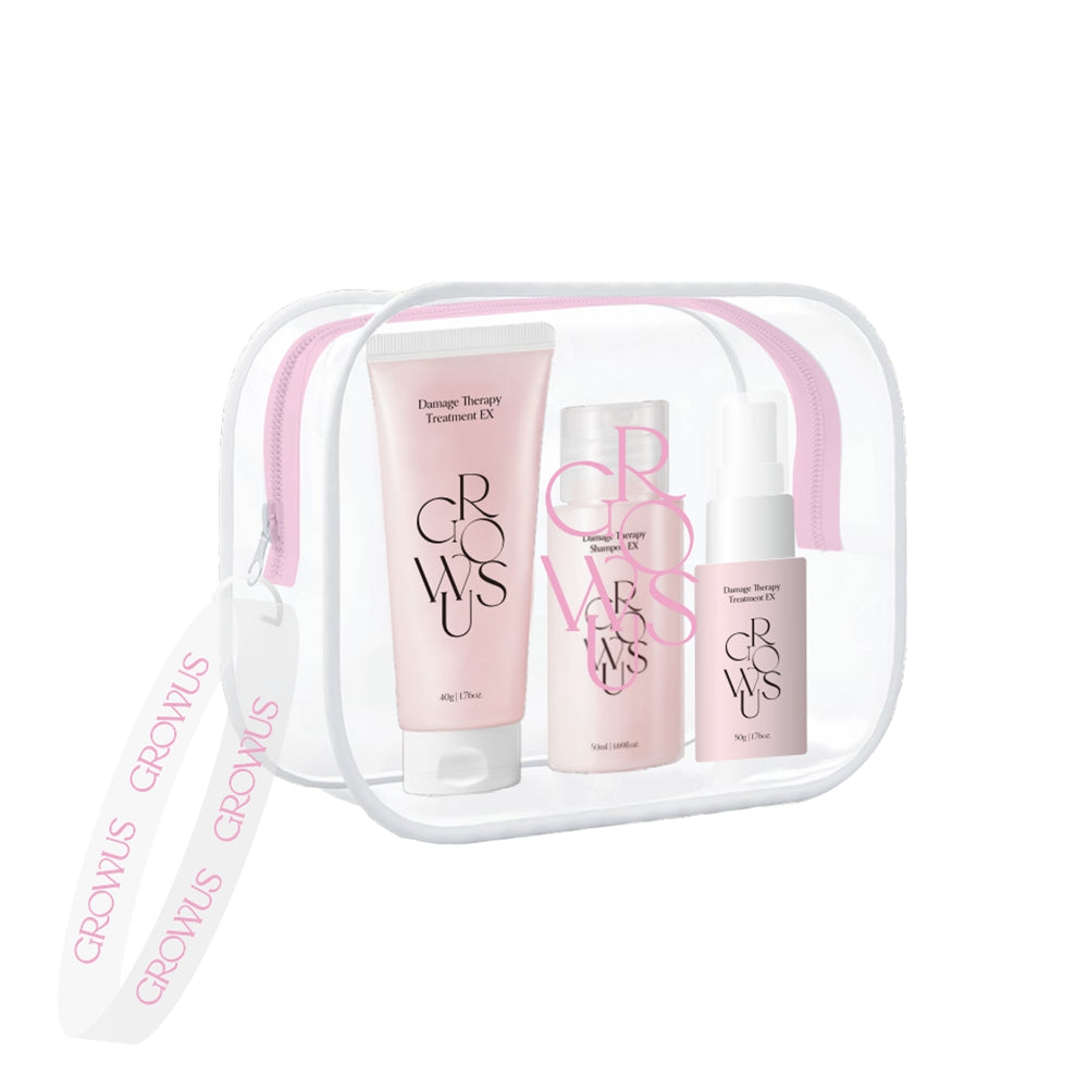 Growus Damage Therapy Travel Kit (Shampoo 50ml & Treatment 50ml & No-Wash Treatment 30ml)