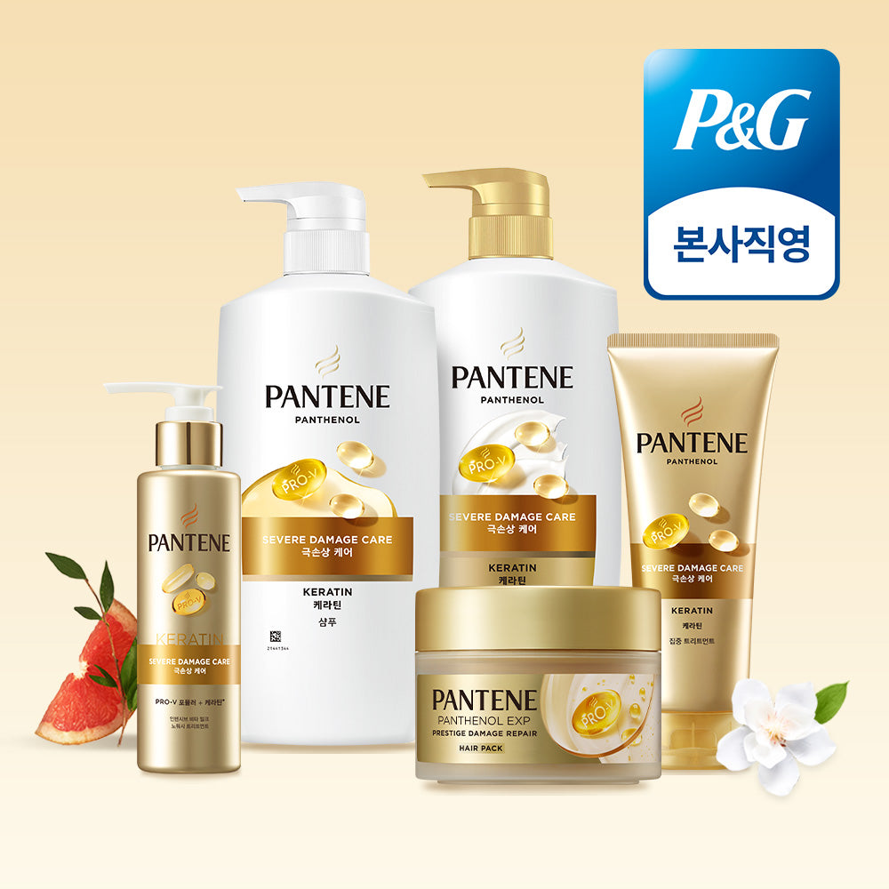 Pantene Extreme Damage All-in-One Set (Extreme Damage Shampoo + Conditioner + Treatment + Hair Pack + No-Wash Treatment)