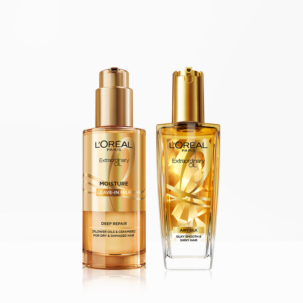 L'Oreal Paris NEW Heat Protect Hair Milk 90ml + Extraordinary Oil 100ml (Choose 1 Oil)