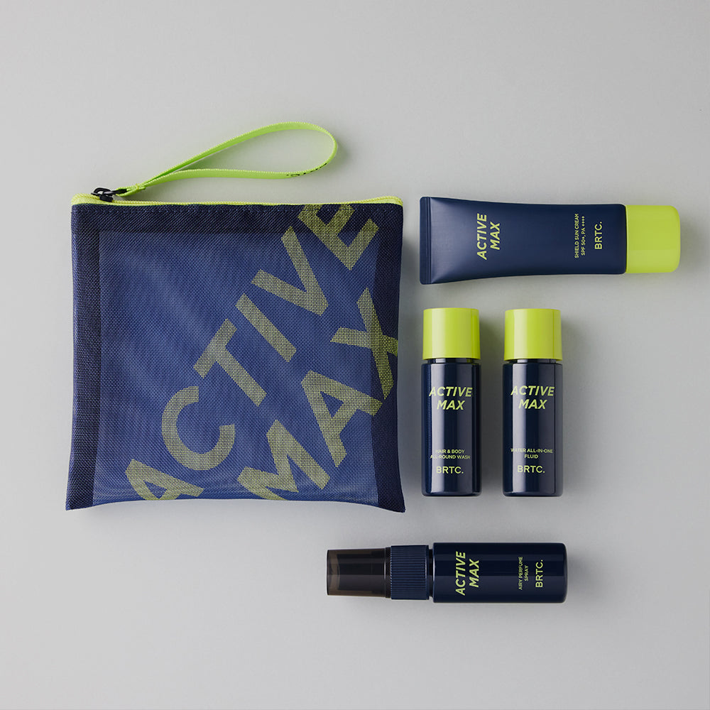 BRTC Active Max Miniature 4-Piece Set (Wash 20ml + Fluid 20ml + Spray 19ml + Sunscreen 20ml)
