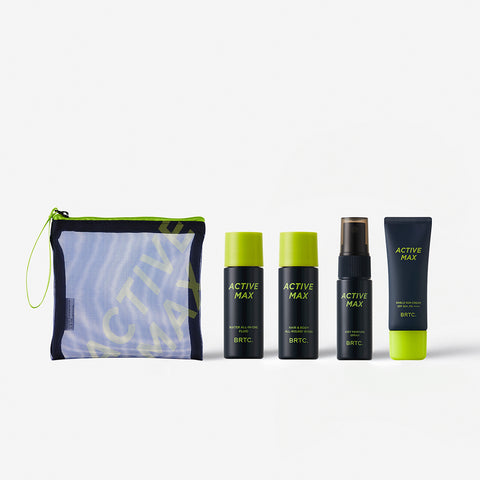 BRTC Active Max Miniature 4-Piece Set (Wash 20ml + Fluid 20ml + Spray 19ml + Sunscreen 20ml)