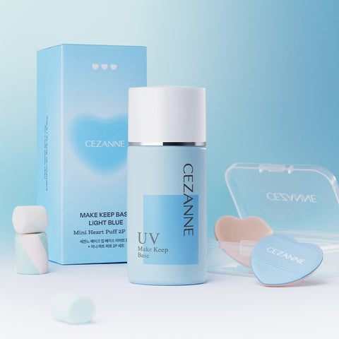 Cezanne Make Keep Base Light Blue 30ml + Mini Heart Puff 2P Set SPF28 PA++