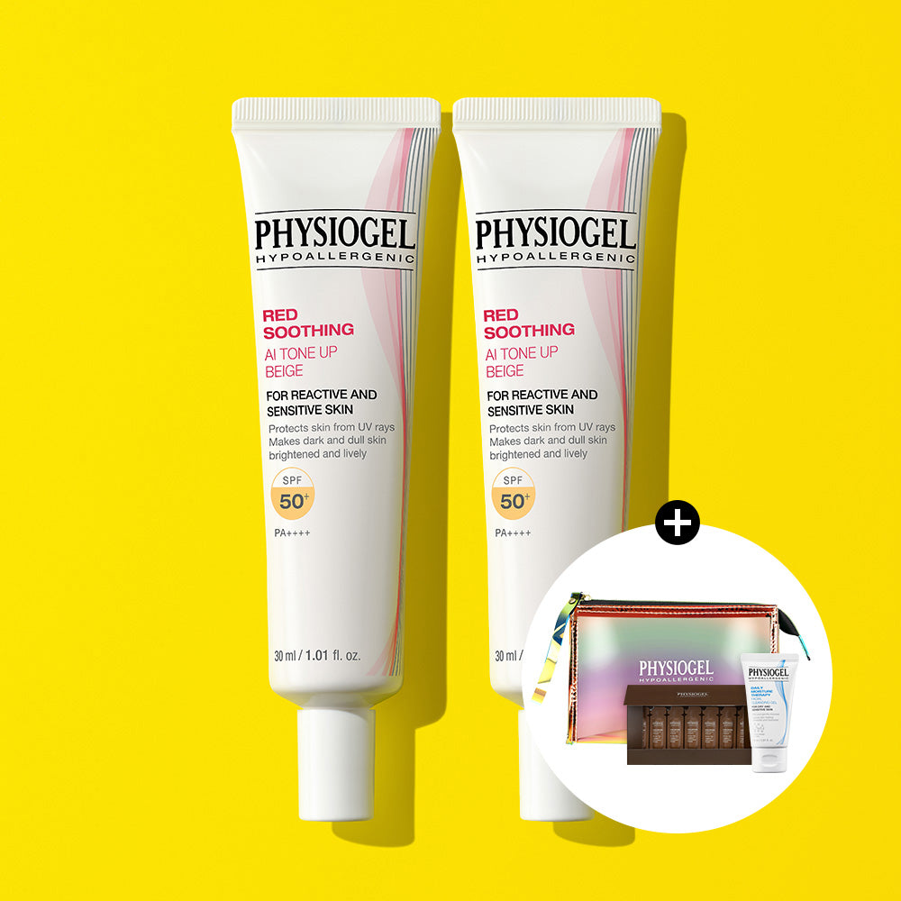 Physiogel Red Soothing AI Tone-up Sunscreen Beige 30ml x2 + Free Gifts