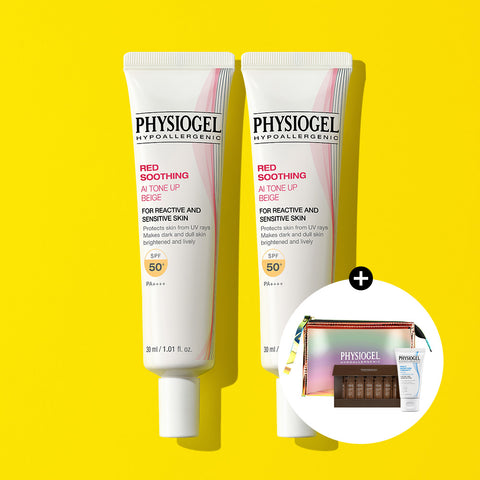 Physiogel Red Soothing AI Tone-up Sunscreen Beige 30ml x2 + Free Gifts