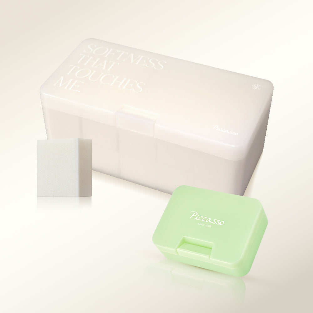 Picasso Latex Square Sponge 20-Pack (Includes Hard Sponge Case Milk Green)