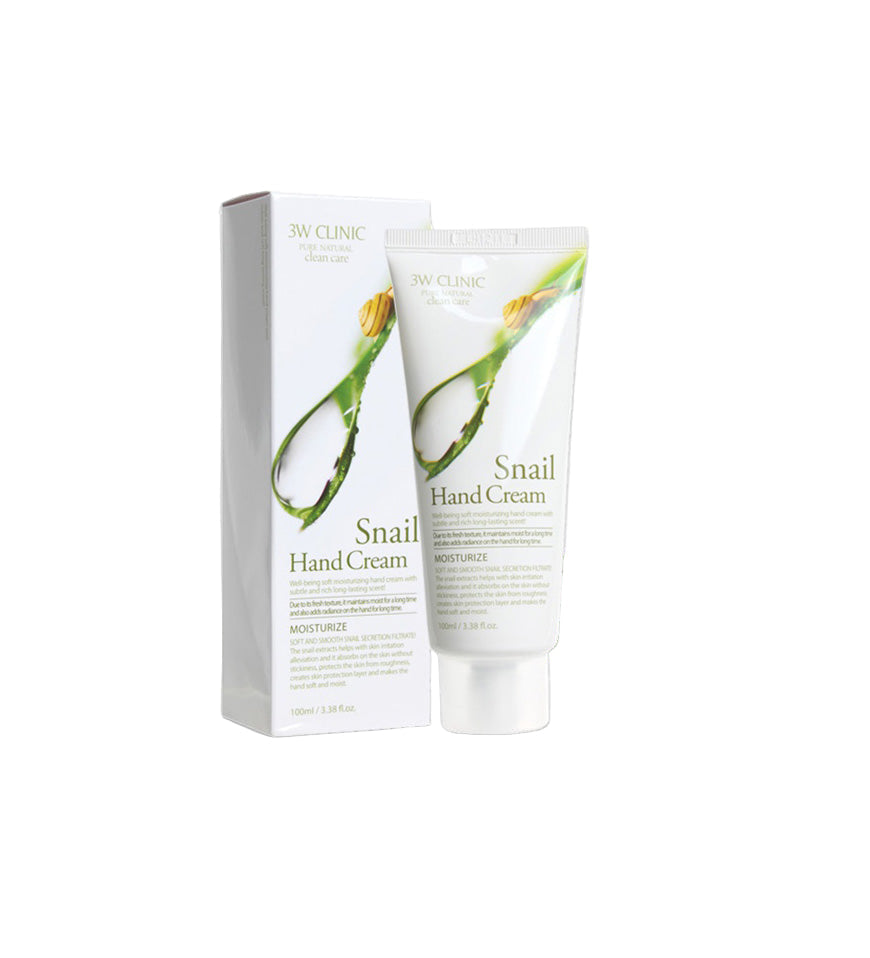 Snail hand cream with packaging on a white background