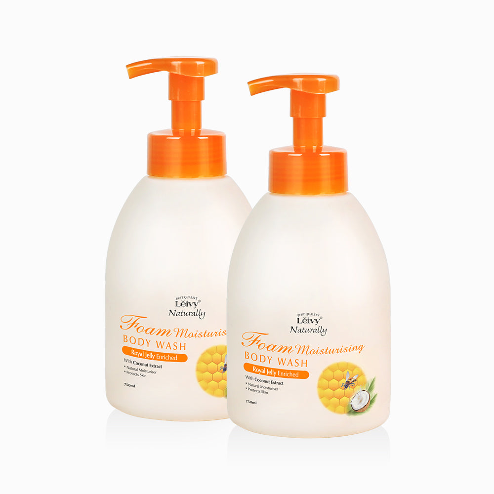 Leivy Royal Jelly Foam Body Wash 750ml (2 Pack) - Green Apple Scent