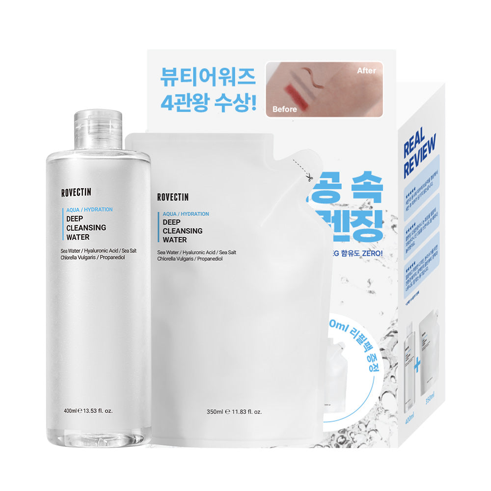 ROVECTIN Aqua Deep Cleansing Water 400ml + 350ml Refill Set