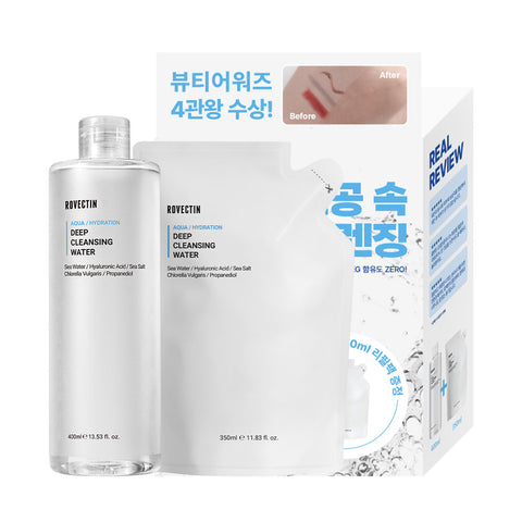 ROVECTIN Aqua Deep Cleansing Water 400ml + 350ml Refill Set