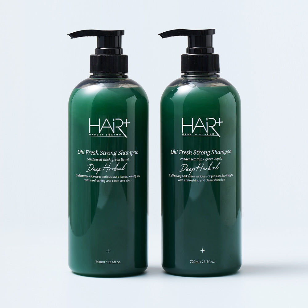 HairPlus Offresh Deep Herbal Hair-Loss Care Shampoo for Oily Scalp & Dandruff, Strong Formula 700ml (2 Pack)