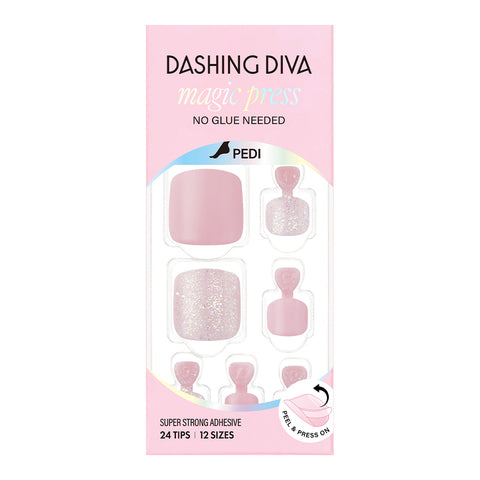Dashing Diva Magic Press Pedicure Glittering Pink