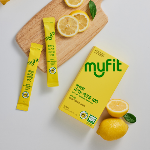 DongKook MyFit Organic Lemon Juice 100% Lemon Concentrate 14 sachets x 8 (112 sachets)