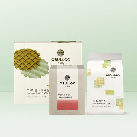 OSULLOC Refreshing Tea Time Kit (Signature Earl Grey Tea + Waffle + Green Tea Wafer)