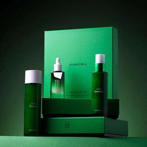Evercell Anti-Aging Basic 3-Piece Set (Essence + Emulsion + Ampoule) Stem Cell Culture Extract Skincare