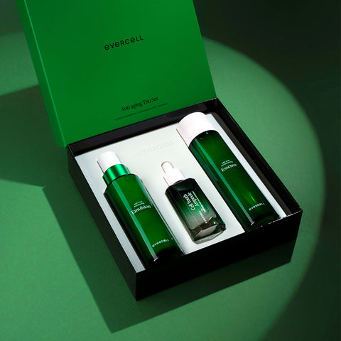 Evercell Anti-Aging Basic 3-Piece Set (Essence + Emulsion + Ampoule) Stem Cell Culture Extract Skincare