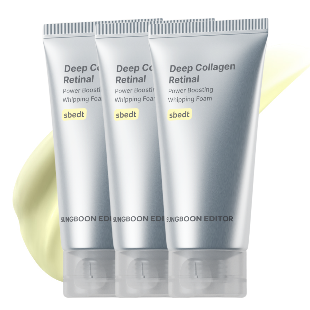 Sungboon Editor Deep Collagen Retinal Pore-Firming Deep Cleansing Whipping Foam 120g (3 Pack)