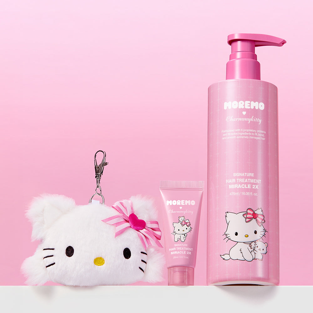 Moremo Miracle 2X Hair Treatment 475ml (Chamy Kitty Edition) Gift Set +20ml & Pouch Keyring