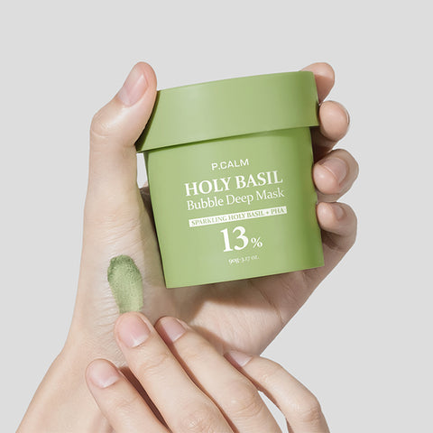 Pcalm Holy Basil Bubble Deep Mask Set 90g x3 + Pack-to-Foam Cleanser 120ml