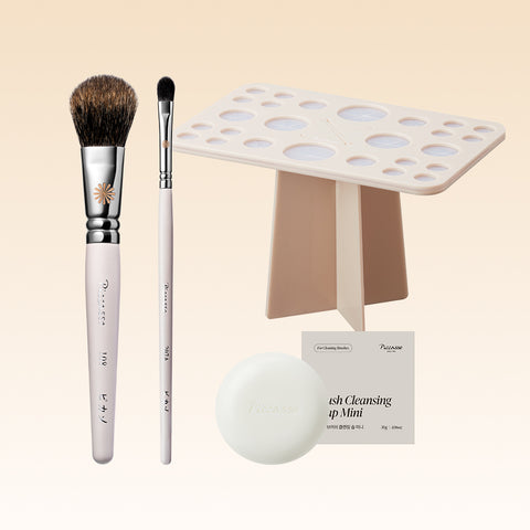 Picasso Cheek & Eye Daily Makeup Full Set 108 & 207A Brushes + Drying Stand & Mini Soap
