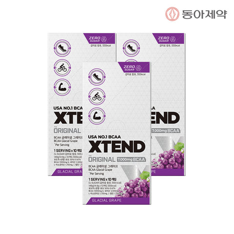 Dong-A Pharm XTEND Zero Sugar BCAA 7,000mg Grape Flavor 10-Serving Pack x 3 Boxes